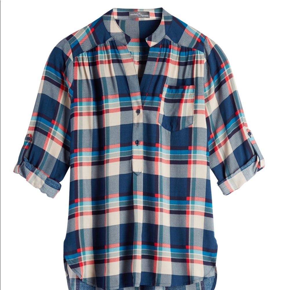 Plaid Henley Top